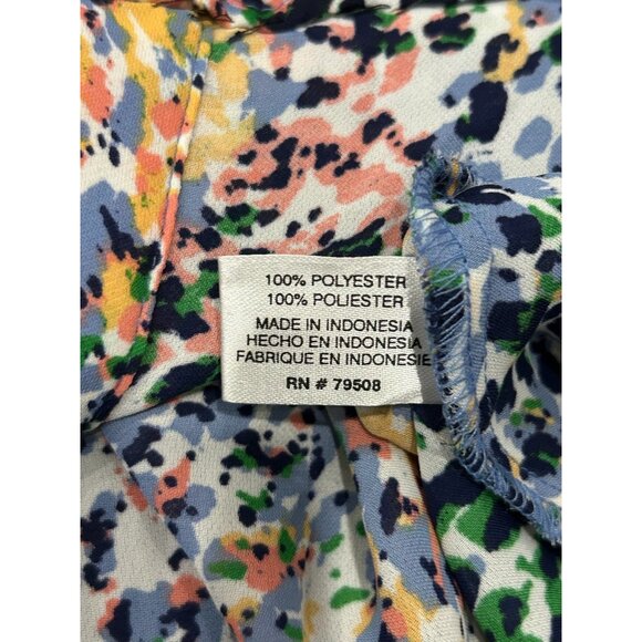 Violet & Claire Ruffle Front Multicolor Abstract Print Blouse Short Sleeve Top - Picture 7 of 11